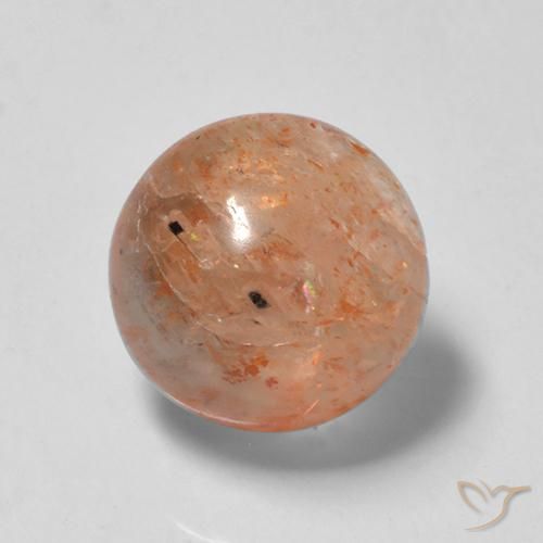 2.35ct 天然 红橙色 日光石, 圆形的, 半透明