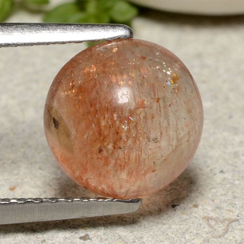 2.29ct 天然 红橙色 日光石, 圆形的, 半透明