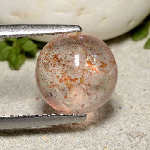 2.30ct 天然 浅橙色 日光石, 圆形的, 半透明