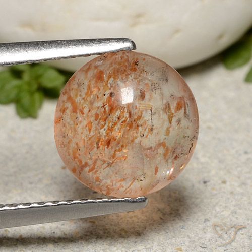 1.91ct 天然 中橙 日光石, 圆形的, 半透明