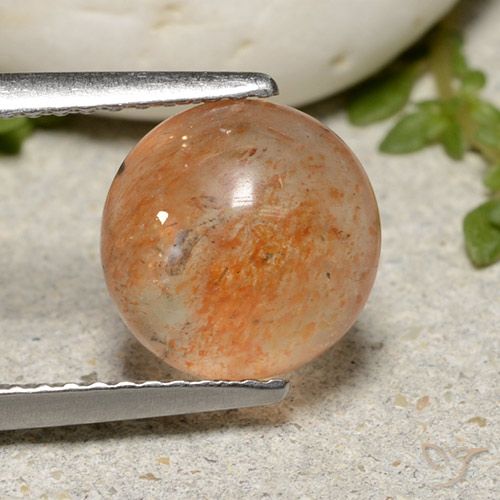 2.53ct 天然 暖橙 日光石, 圆形的, 半透明