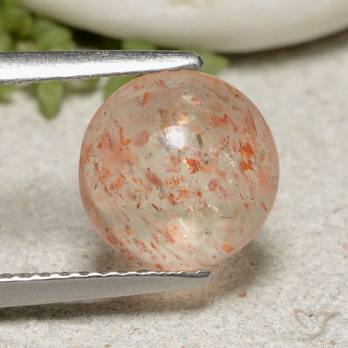 2.22ct 天然 浅橙色 日光石, 圆形的, 半透明