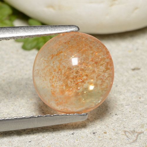 1.85ct 天然 哈密瓜橙 日光石, 圆形的, 半透明