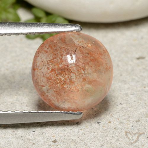 2.10ct 天然 淡虎橙 日光石, 圆形的, 半透明