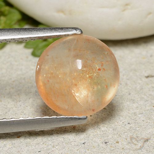 2.05ct 天然 哈密瓜橙 日光石, 圆形的, 半透明