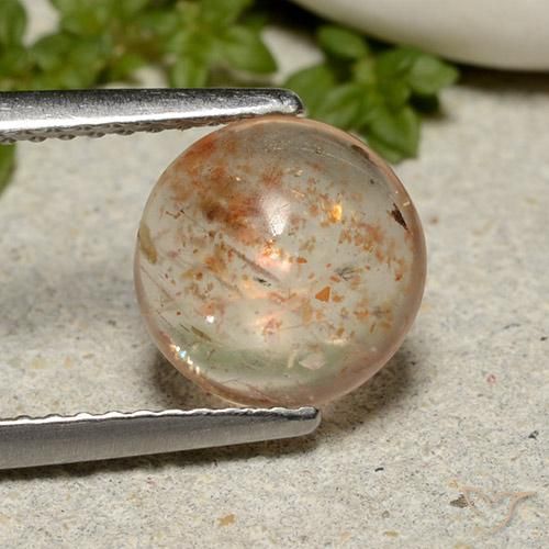 1.90ct 天然 浅桃橙 日光石, 圆形的, 半透明