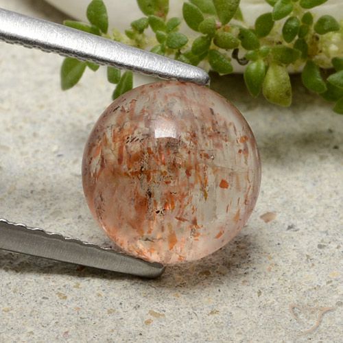 1.96ct 天然 淡虎橙 日光石, 圆形的, 半透明