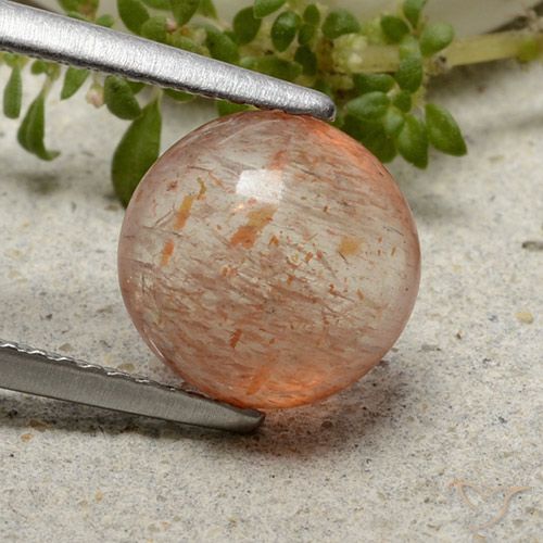 2.28ct 天然 中橙 日光石, 圆形的, 半透明