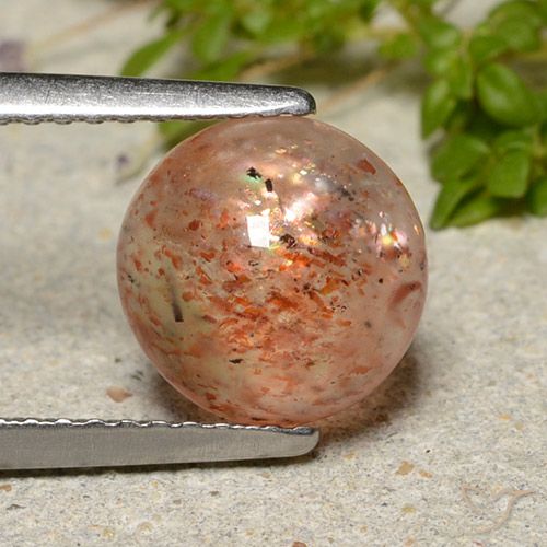2.24ct 天然 柚子橙 日光石, 圆形的, 半透明