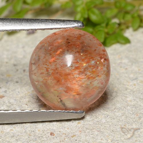 2.04ct 天然 中橙 日光石, 圆形的, 半透明