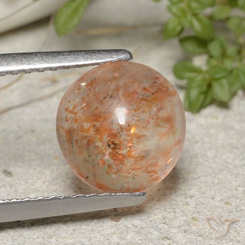 1.91ct 天然 淡虎橙 日光石, 圆形的, 半透明
