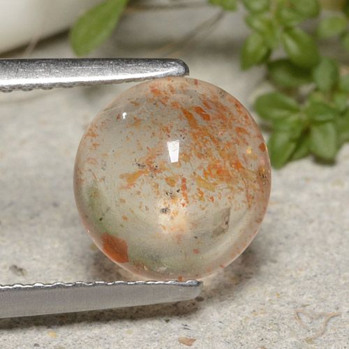 1.75ct 天然 淡虎橙 日光石, 圆形的, 半透明