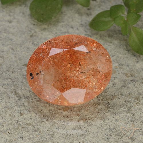 4.42ct 天然 中橙 日光石, 椭圆形, 半透明
