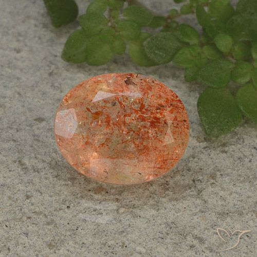 4.28ct 天然 红橙色 日光石, 椭圆形, 半透明