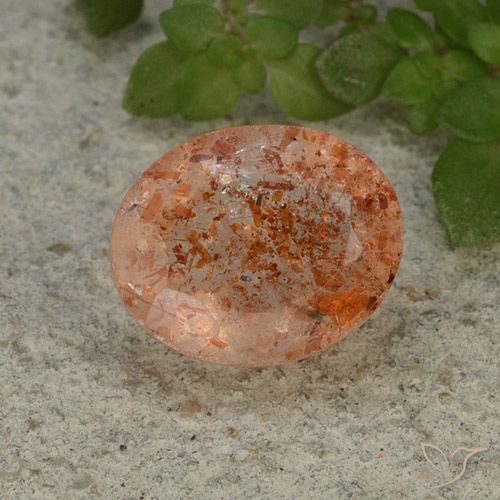 4.14ct 天然 柚子橙 日光石, 椭圆形, 半透明