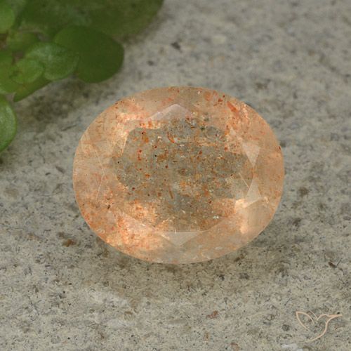 4.98ct 天然 浅桃橙 日光石, 椭圆形, 半透明