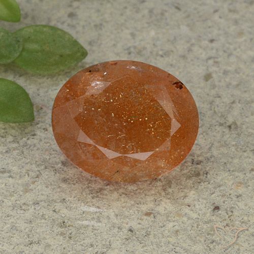5.04ct 天然 暖橙 日光石, 椭圆形, 半透明