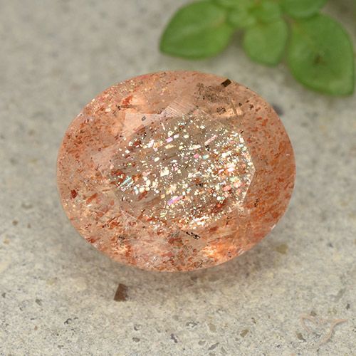 5.04ct 天然 浅橙色 日光石, 椭圆形, 半透明