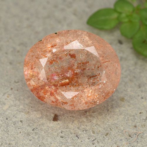 3.89ct 天然 浅橙色 日光石, 椭圆形, 半透明