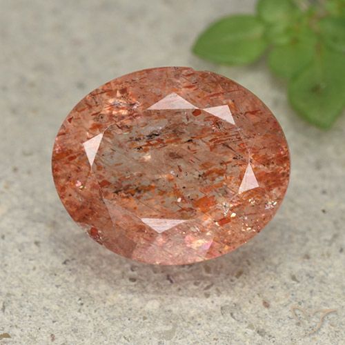 4.63ct 天然 暖橙 日光石, 椭圆形, 半透明