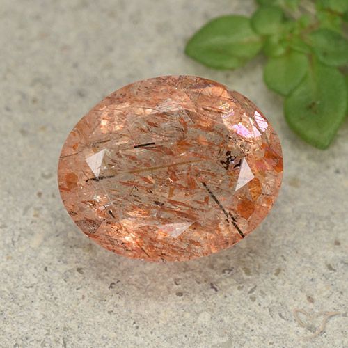 4.60ct 天然 红橙色 日光石, 椭圆形, 半透明