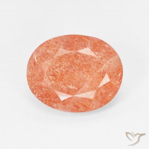 3.87ct 天然 中橙 日光石, 椭圆形, 半透明