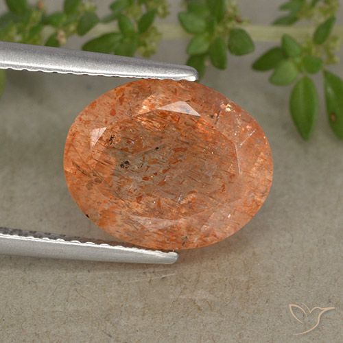 4.72ct 天然 中橙 日光石, 椭圆形, 半透明