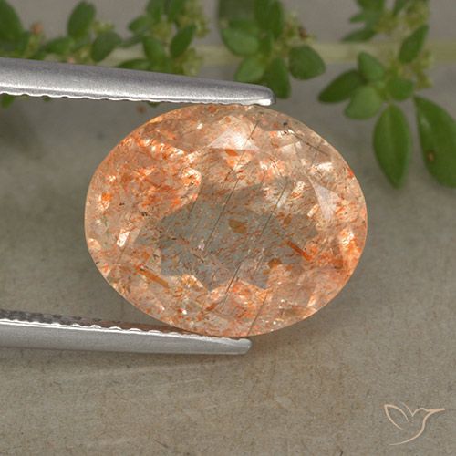 4.83ct 天然 浅橙色 日光石, 椭圆形, 半透明