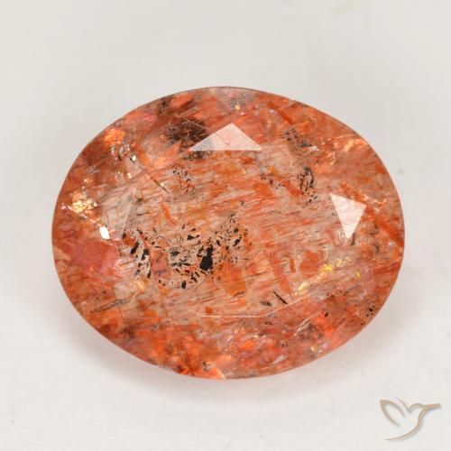 3.69ct 天然 中橙 日光石, 椭圆形, 半透明
