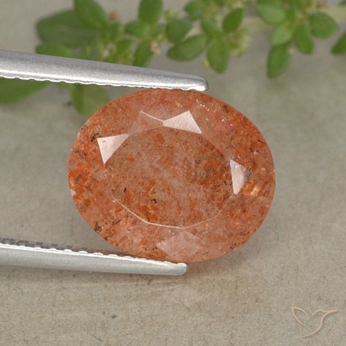 3.83克拉天然橙色日光石，椭圆形切割，11.6×9.7毫米，半透明