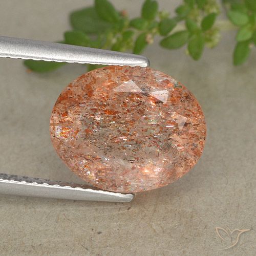 3.73ct 天然 姜橙 日光石, 椭圆形, 半透明