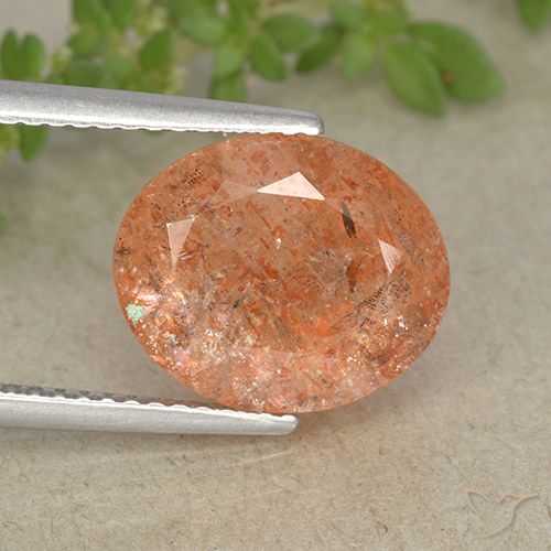 4.29ct 天然 柚子橙 日光石, 椭圆形, 半透明