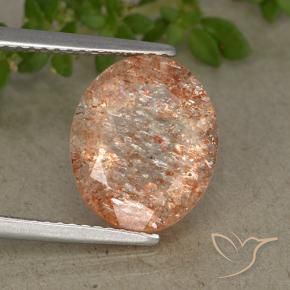 4.37克拉天然橙色日光石，椭圆形切割，12×10毫米，半透明