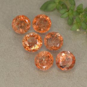 2.82天然橙色日光石，圆形切割，4.86毫米，半透明