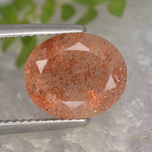 4.27ct 天然 中橙 日光石, 椭圆形, 半透明