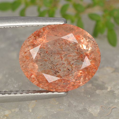4.73ct 天然 中浅橙色 日光石, 椭圆形, 半透明