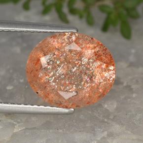 4.33克拉天然橙色日光石，椭圆形切割，11.7×9.9毫米，半透明