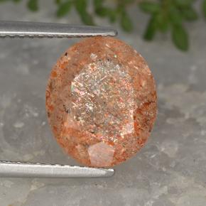 4.33克拉天然橙色日光石，椭圆形切割，11.7×9.9毫米，半透明