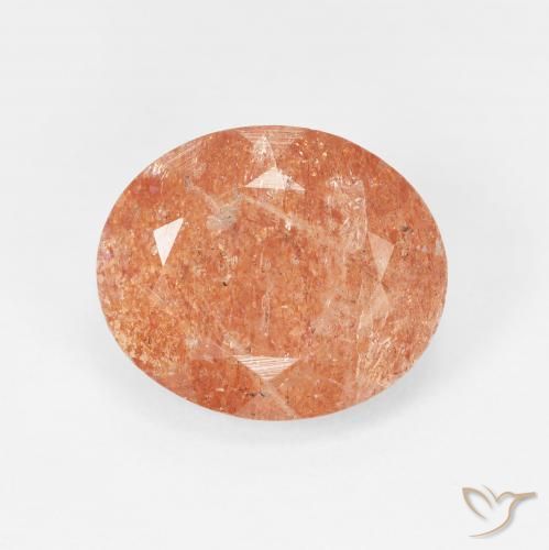 4.38ct 天然 红橙色 日光石, 椭圆形, 半透明