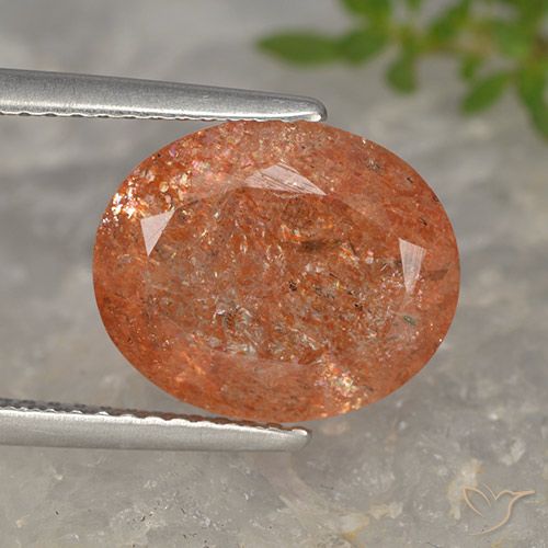 4.54ct 天然 红橙色 日光石, 椭圆形, 半透明, Photo A