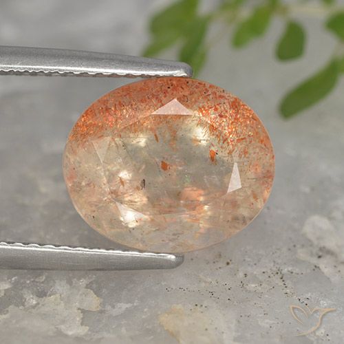 5.09ct 天然 淡虎橙 日光石, 椭圆形, 半透明