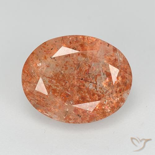 3.84ct 天然 中橙 日光石, 椭圆形, 透明