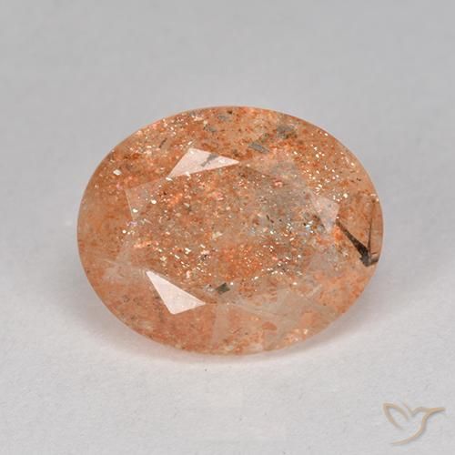 3.73ct 天然 浅橙色 日光石, 椭圆形, 半透明