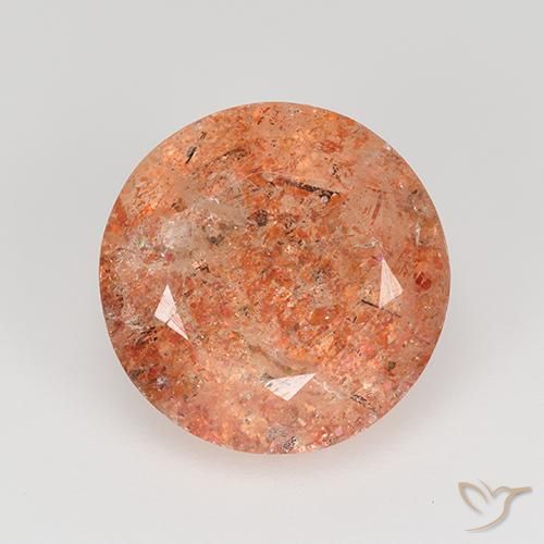 4.61ct 天然 柚子橙 日光石, 圆形的, 半透明