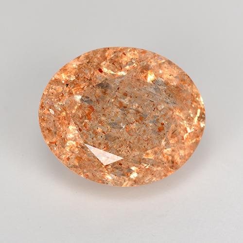 4.91克拉天然橙色日光石，椭圆形切割，12.1×10.1毫米，半透明