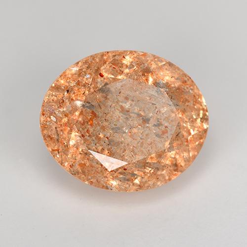 4.91克拉天然橙色日光石，椭圆形切割，12.1×10.1毫米，半透明