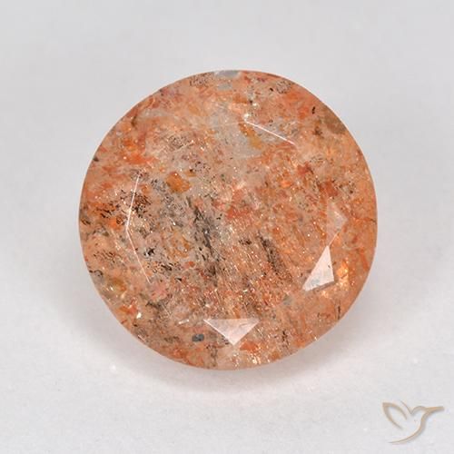 4.40ct 天然 中浅橙色 日光石, 圆形的, 半透明