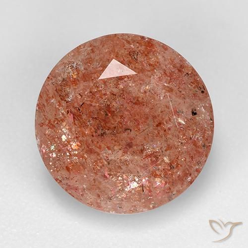 4.72ct 天然 暖橙 日光石, 圆形的, 半透明
