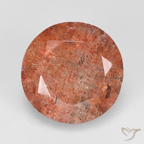 4.80ct 天然 暖橙 日光石, 圆形的, 半透明
