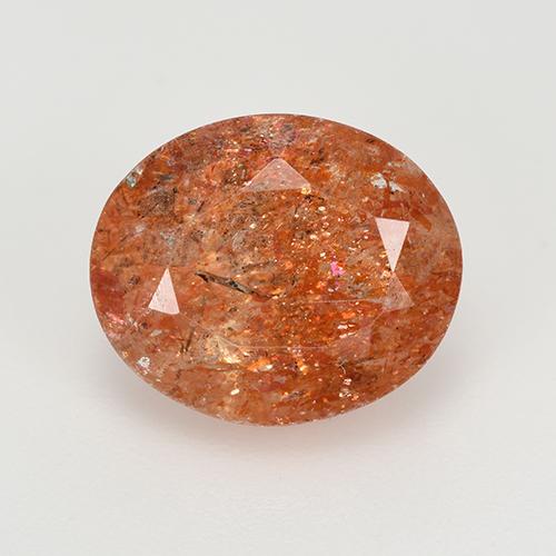 5.12克拉天然红色日光石，椭圆形切割，12×10毫米，半透明